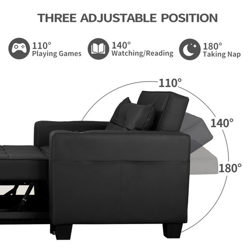 Latitude Run® Apsley 39 Inch 3In1 Convertible Chair Bed Pull Out Sleeper Chair Beds Adjustable